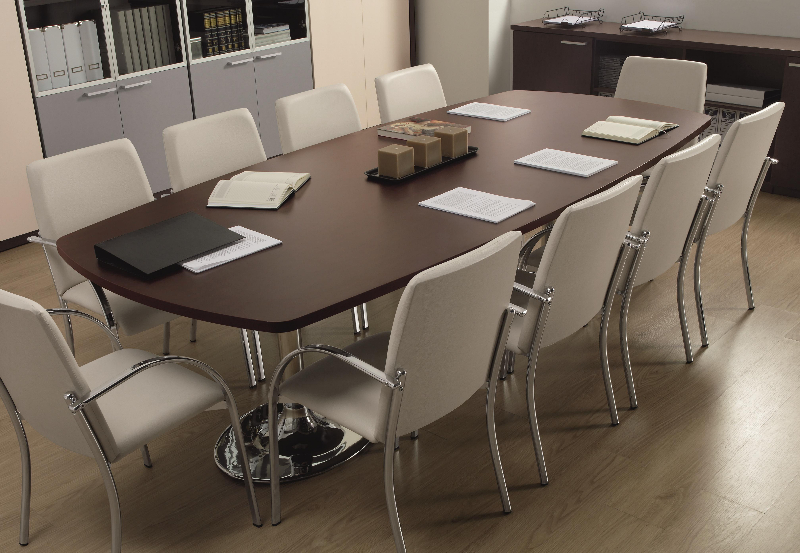 de reuniones mesa de juntas wengué sillas blancas – Mobel